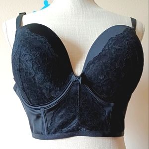 NWT* TORRID BLACK LONGLINE PUSH UP PLUNG DRAMATIC LIFT BRA!!  40D